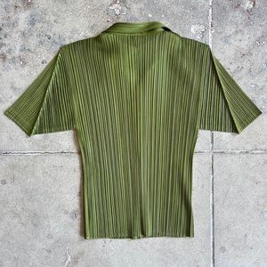 Pleats please sage green top.